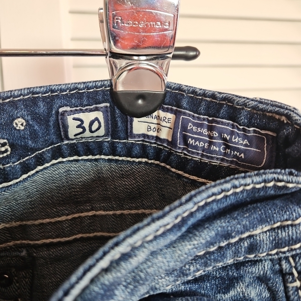 Miss Me WomensJeans Dark Blue Embellished Denim 5-Pocket Signature Bootcut 30 - Picture 7 of 13